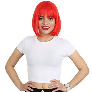 Kanekalon Fiber Synthetic Wig with Bangs / Red