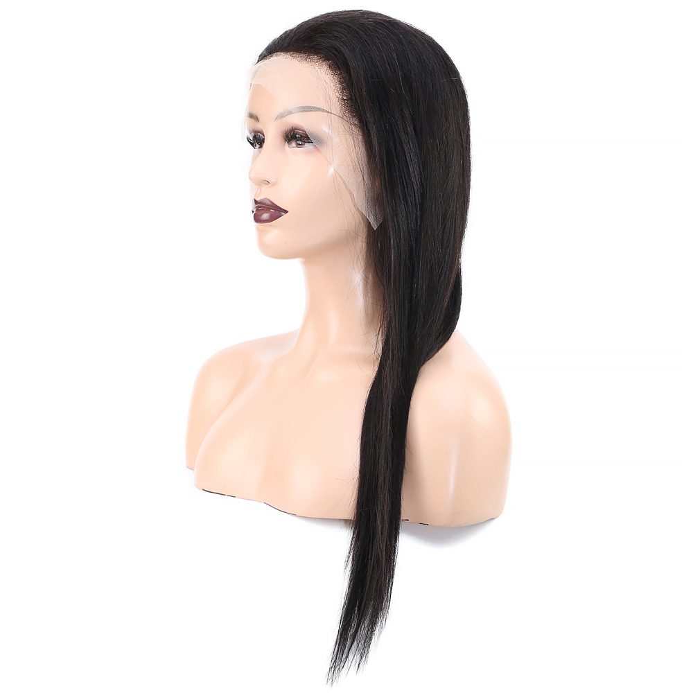 Front Lace Real Hair Tulle Wig Straight / Natural / 60/65cm