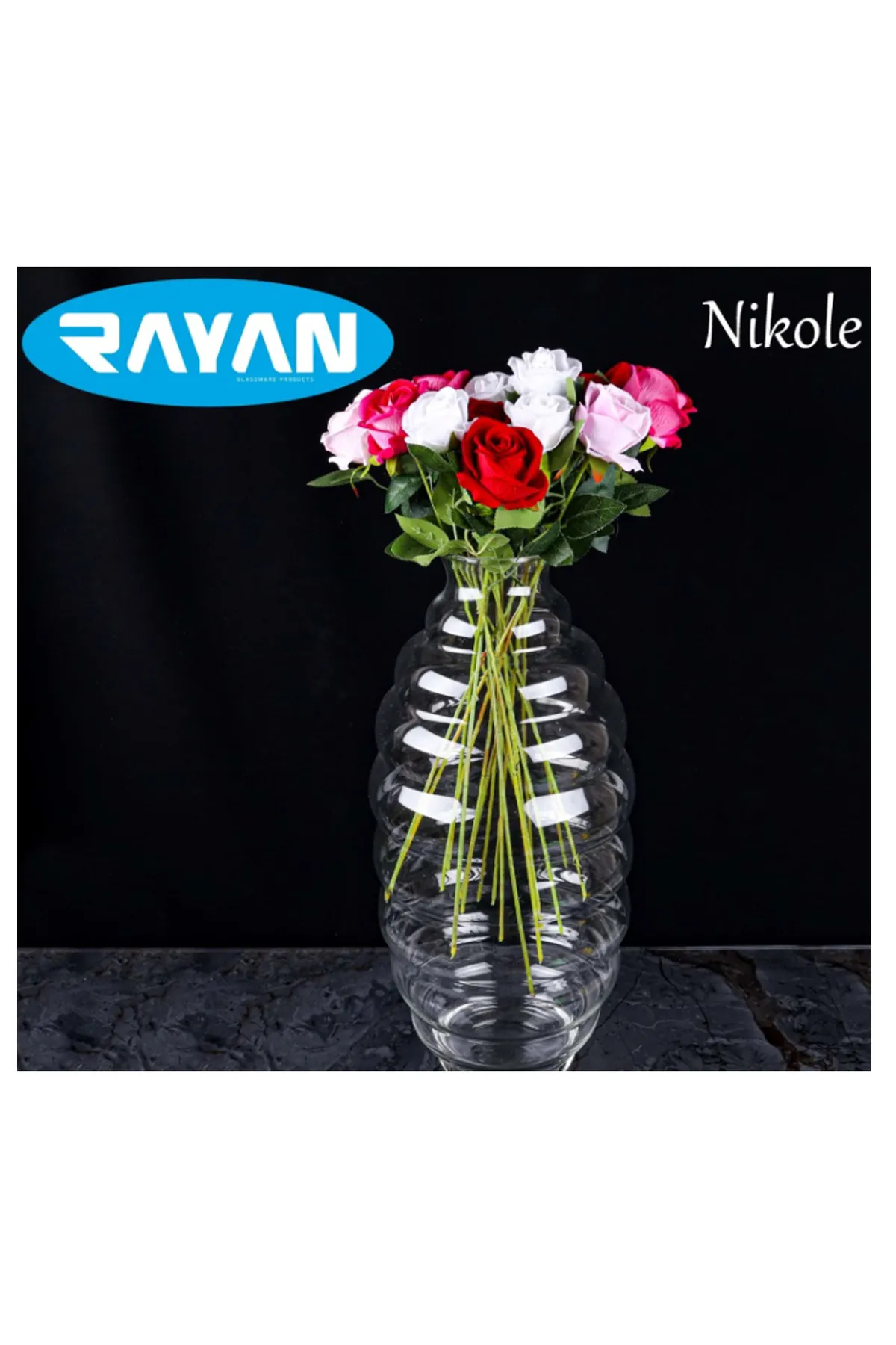 Nicole 50 Cm Elegant Decorative Glass Vase Turk-82659