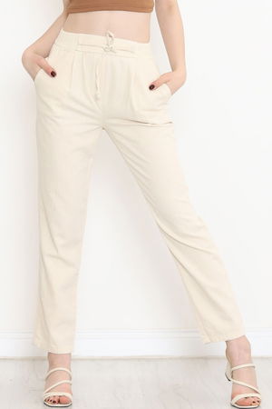 Guipure Linen Pants Beige