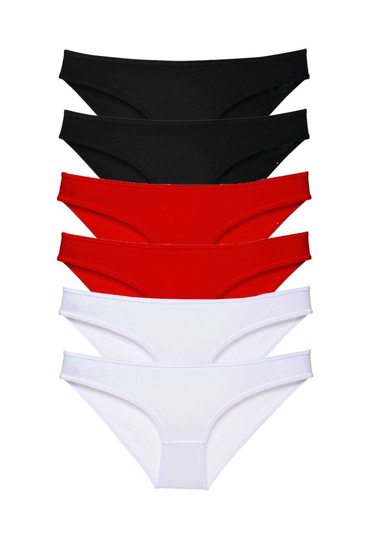 6pcs Super Eco Set Lycra Women Slip Panties Black Red White