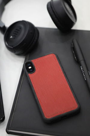 Red Road Pattern Leather iPhone X / XS Case