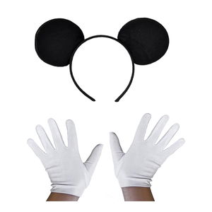 Black Mickey Mouse Crown and White Gloves Set