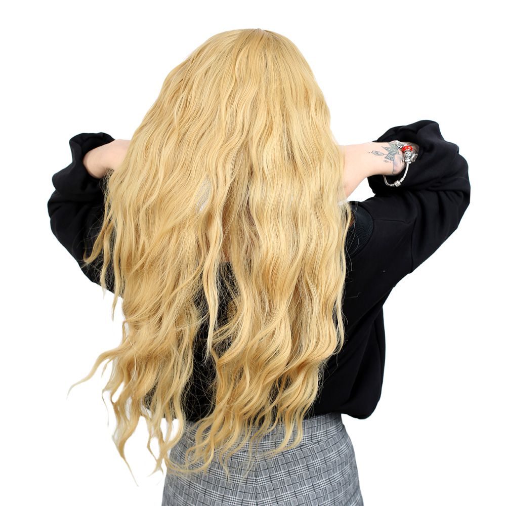 Kanekalon Fiber Synthetic Long Water Wavy Look Wig / Yellow