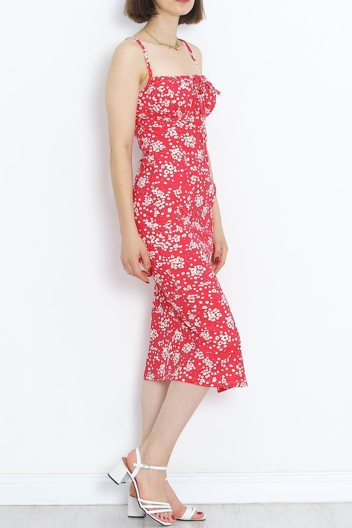 Strappy Patterned Dress FloralFuchsia