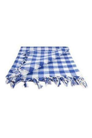 Checkered Fringed Blue Table / Picnic / Tablecloth 165x170 Cm