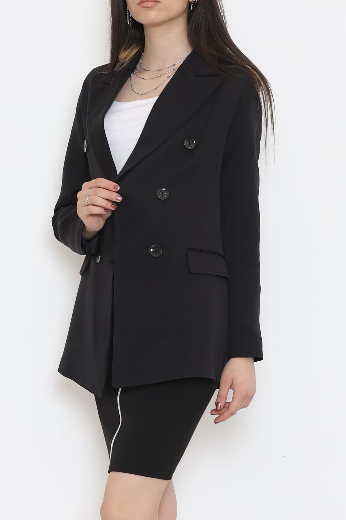 Buttoned Blazer Jacket Black