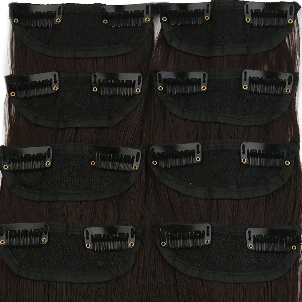 Kanekalon Fiber Synthetic Flat 8 Piece Hair Snaps / Dark Brown