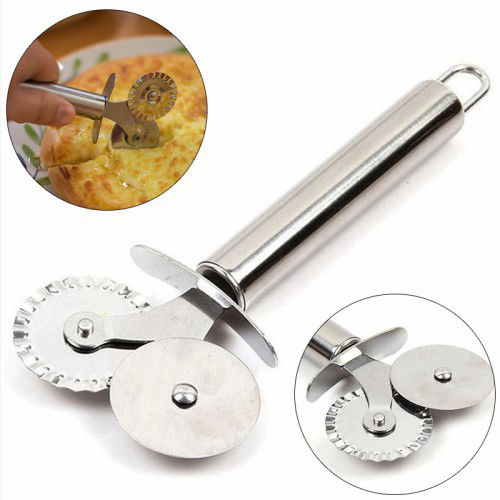 Double Head Metal Pizza Cutter and Dough Roulette