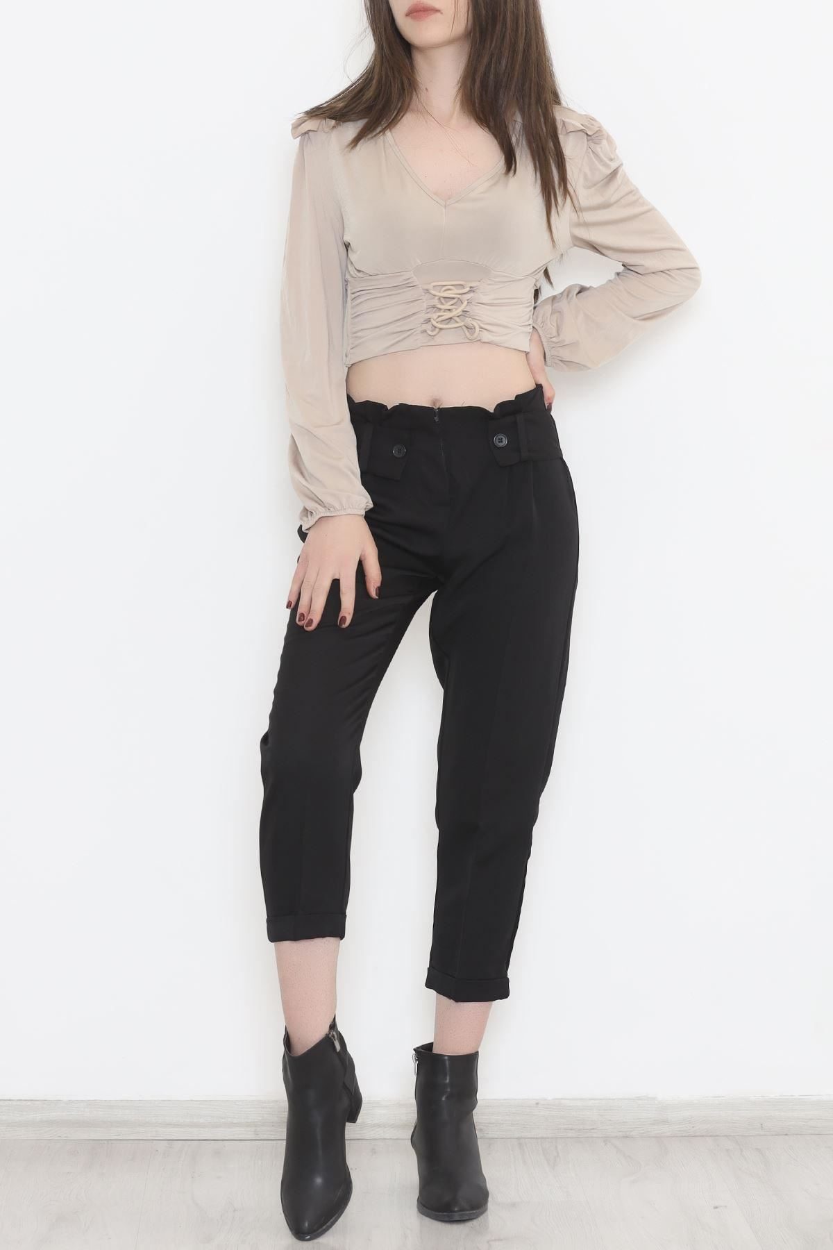 Belt Look Pants Black