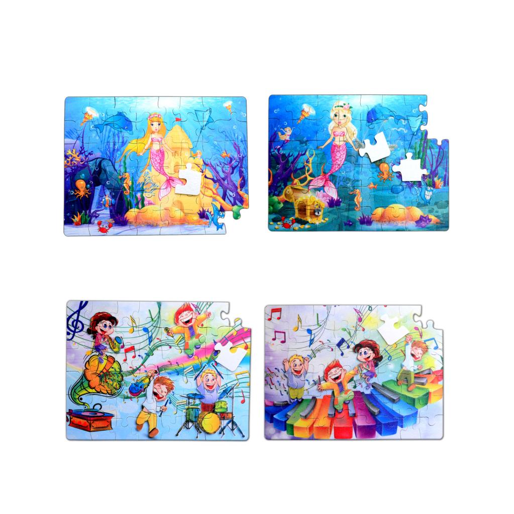 4 Set - 96 Piece Music and Mermaid 5+ Felt Jigsaw Puzzle - 5 Year Old Puzzle