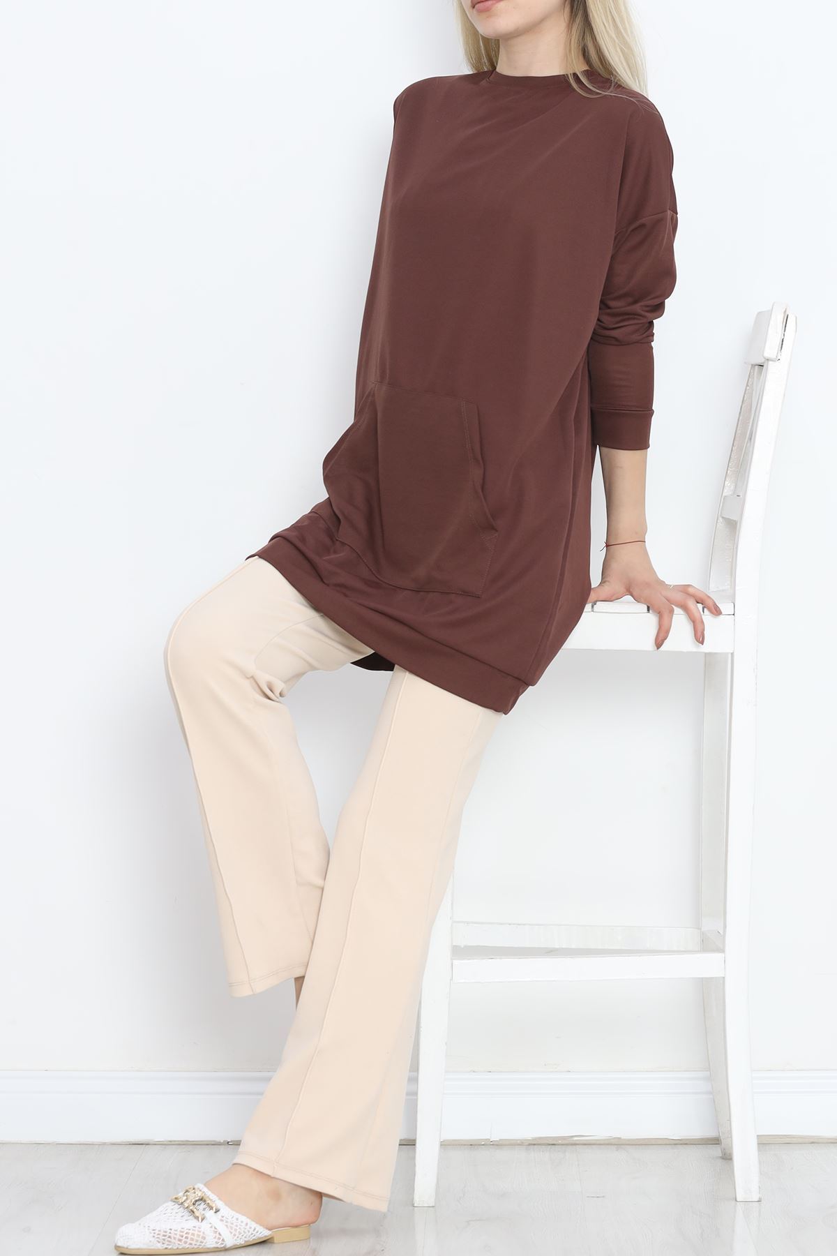 Kangaroo Pocket Tunic Coffee