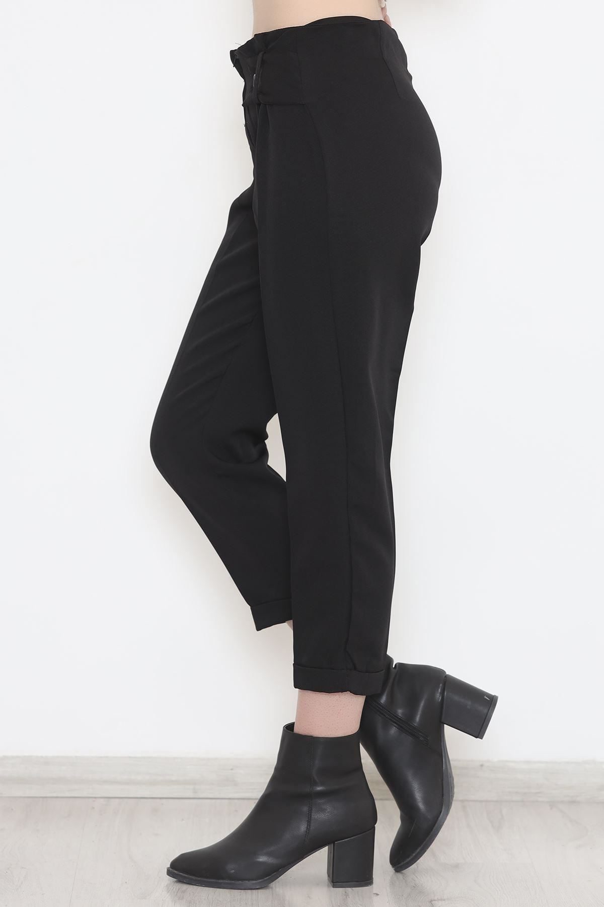 Belt Look Pants Black