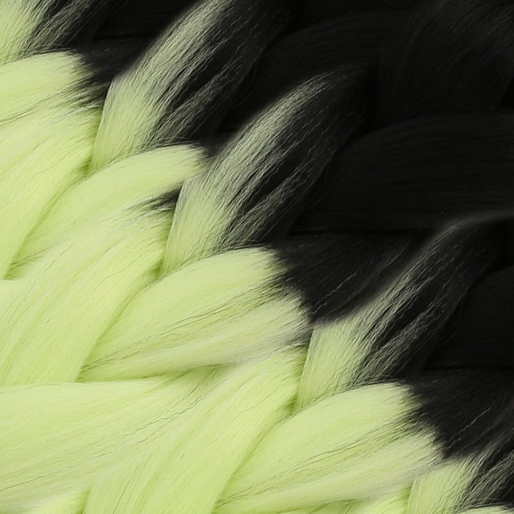 Synthetic Color Transition Hair / Black / Light Pistachio Green For Afro Braid And Rasta