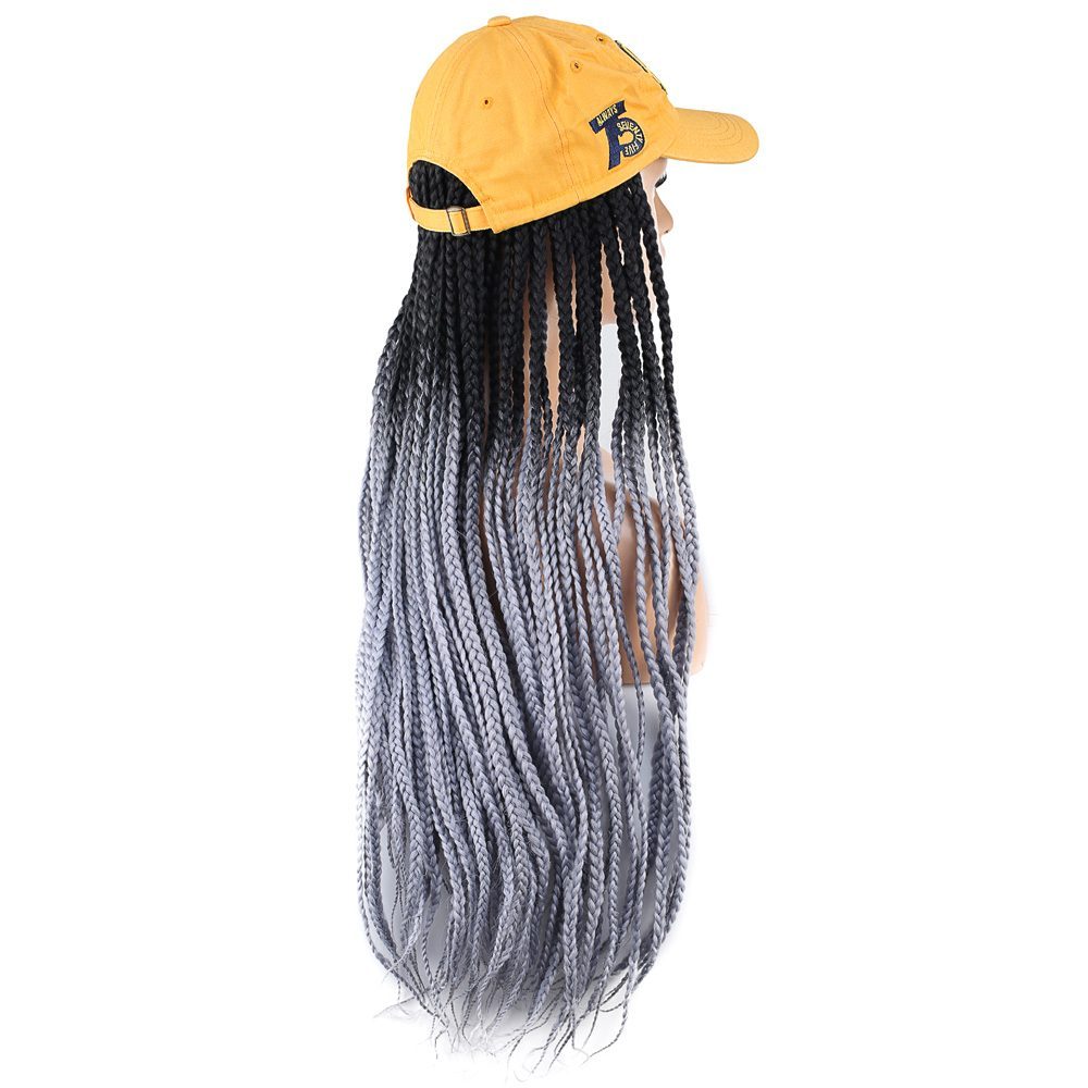 Yellow Hat Look Mesh Wig / Black / Light Gray Ombré