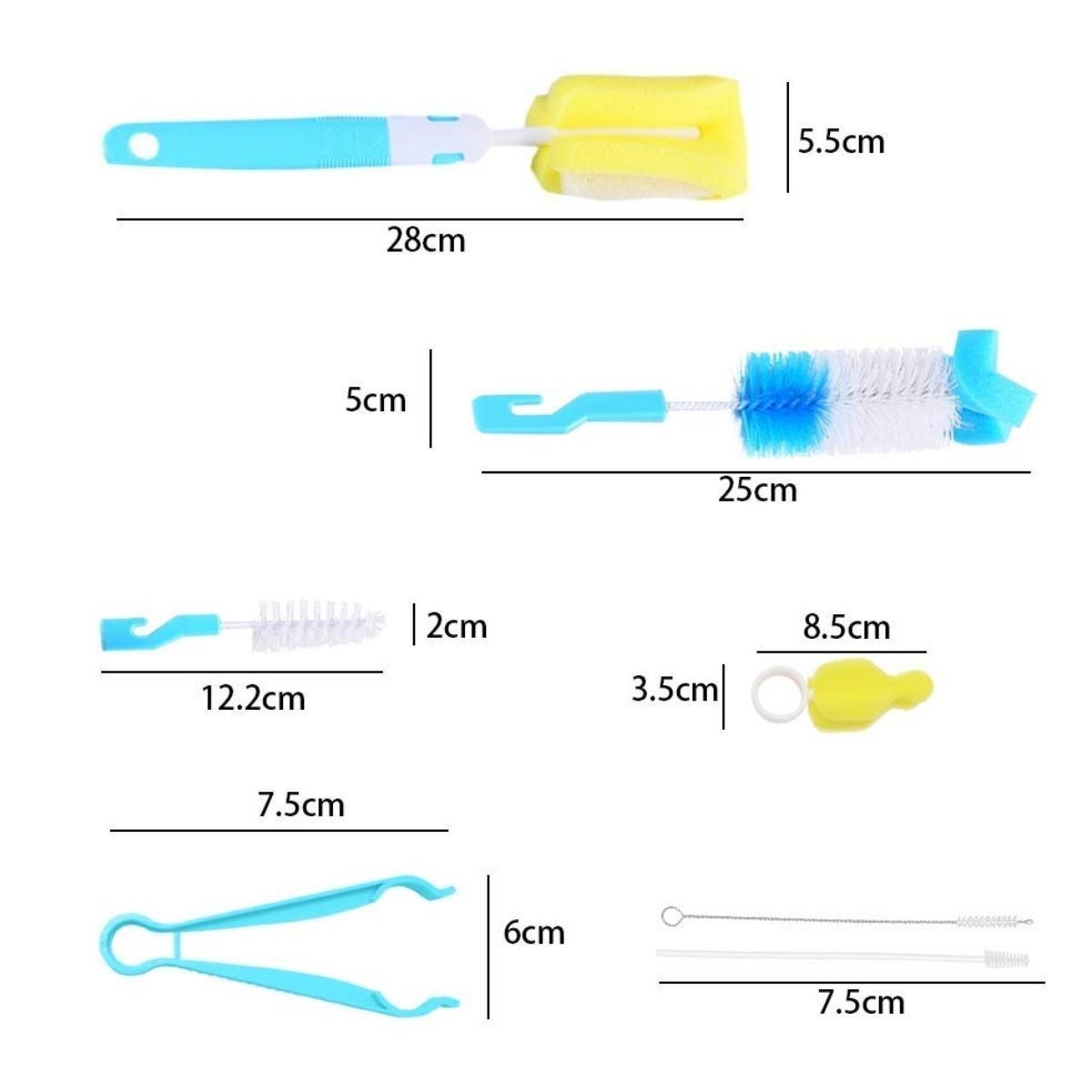 7 Piece Baby Bottle - Jar - Jug Cleaning Brush Set