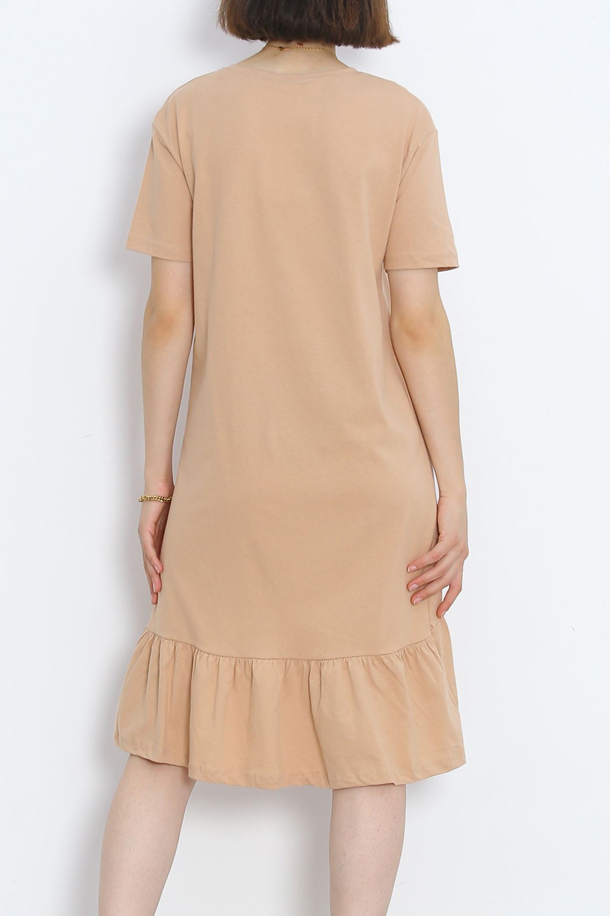 Ruffled Dress Beige