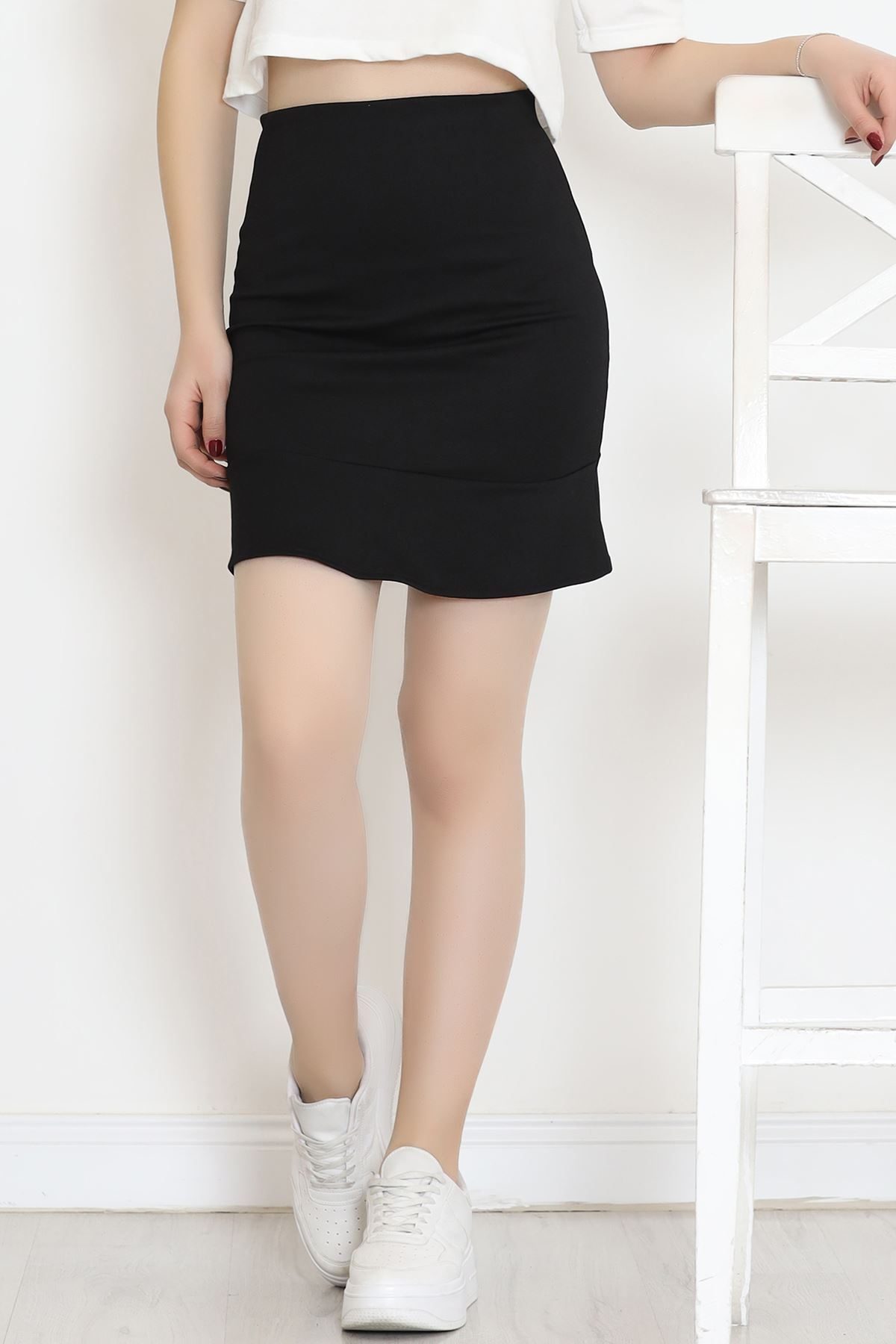 Mini Skirt with Flounce Black