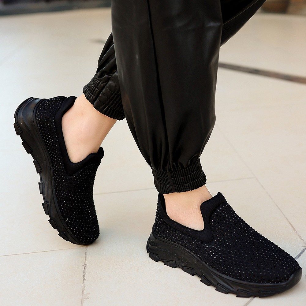 Black Stretch Black Sole Sneakers