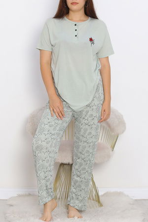 Battal Patented Polyviscose Pajama Set Mint Red