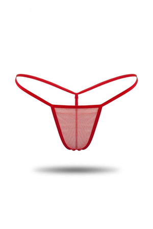 Tulle Thong Panties Red