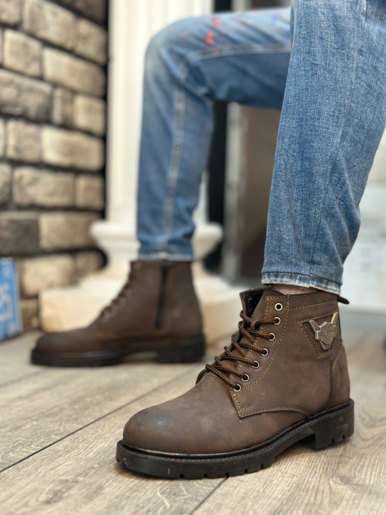 Eagle Zipper Brown Men's Classic Sport Classic Ankle Boots