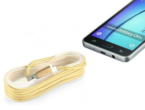 Android Braided Colorful Steel Charging Data Cable - Gold