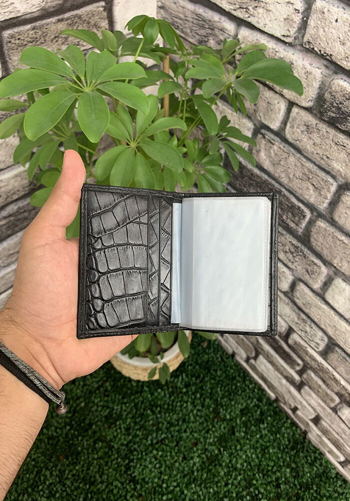 Black Croco Patterned Rubberized Sports Card Holder