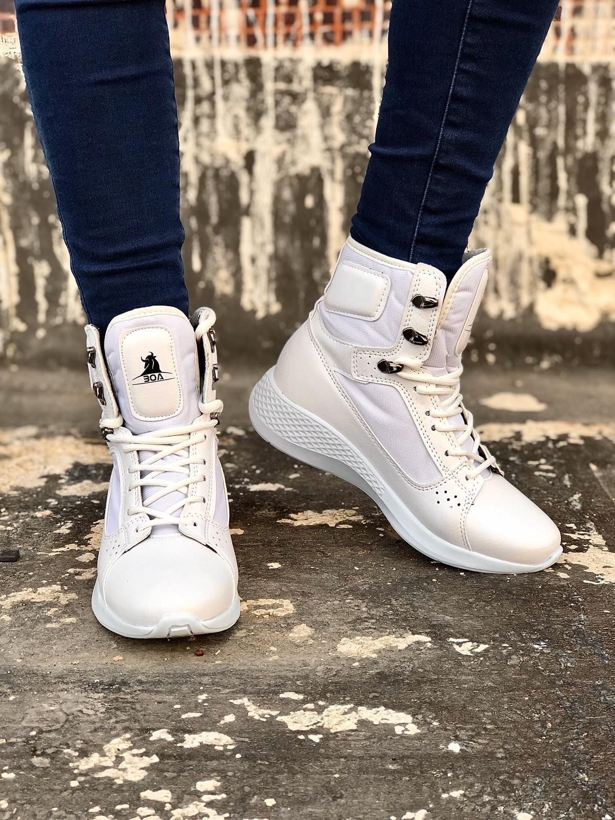 Lace-up White Boxer Unisex Sport Boots