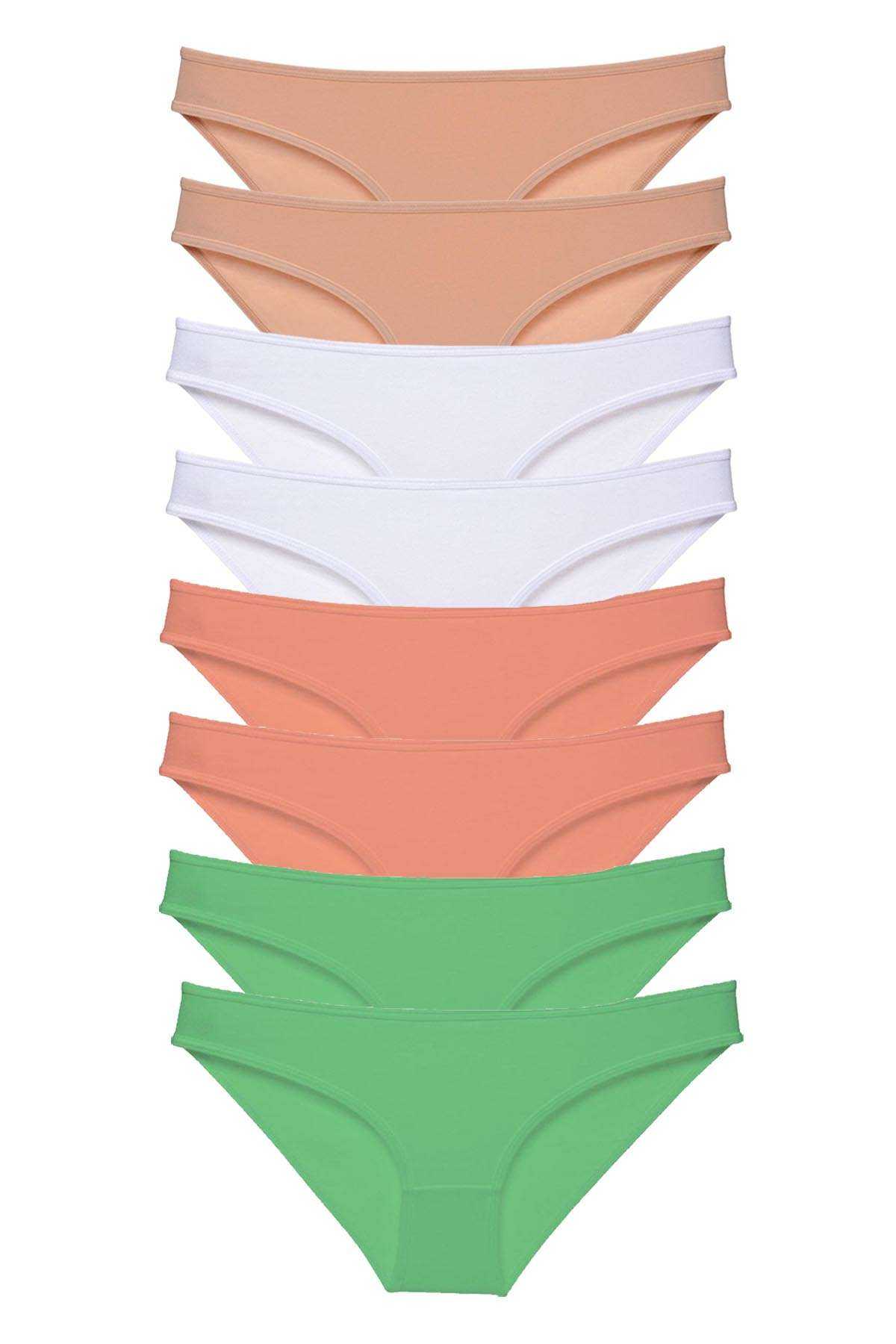 8pcs Super Eco Set Lycra Women Slip Panties Skin White Powder Green