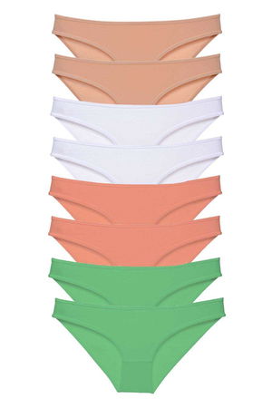 8pcs Super Eco Set Lycra Women Slip Panties Skin White Powder Green