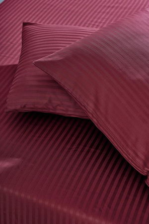 Basic Stripe Single Fitted Micro Satin Fitted Sheet and 1 Pillowcase Burgundy