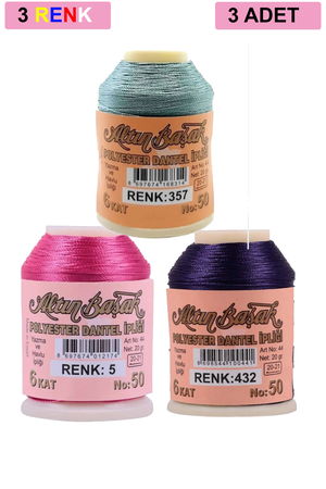 3 Pieces Altinbasak Oya and Lace Floss 20 gr - Turk - No: 005 - 432 - 357