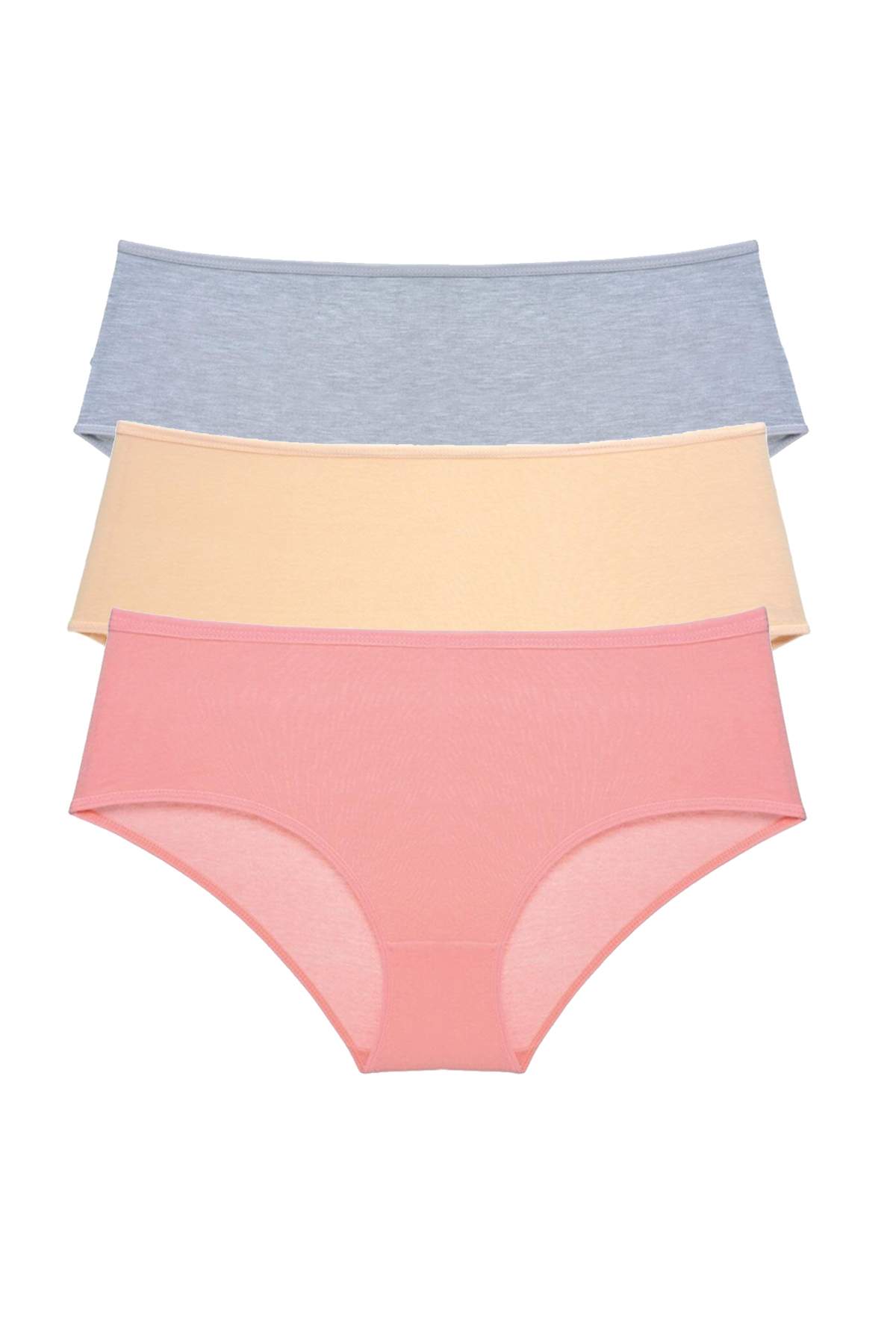 3 Pcs Women High Waist Bato Panties Gray Skin Powder