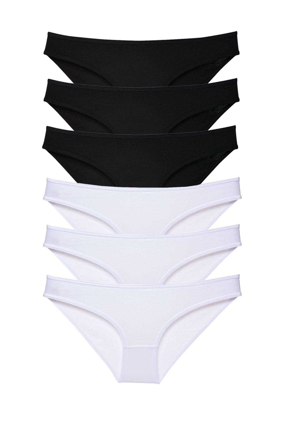 6pcs Eco Set Lycra Women Slip Panties Black White