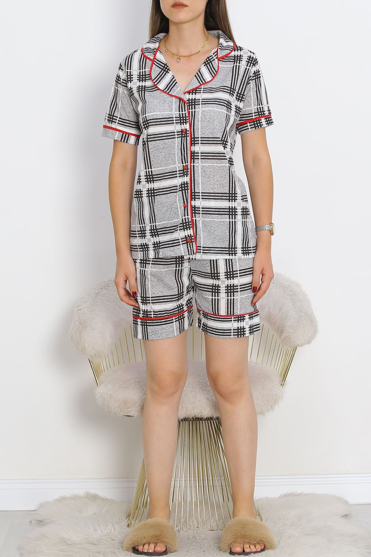 Buttoned Shorts Pajama Set Kareligri