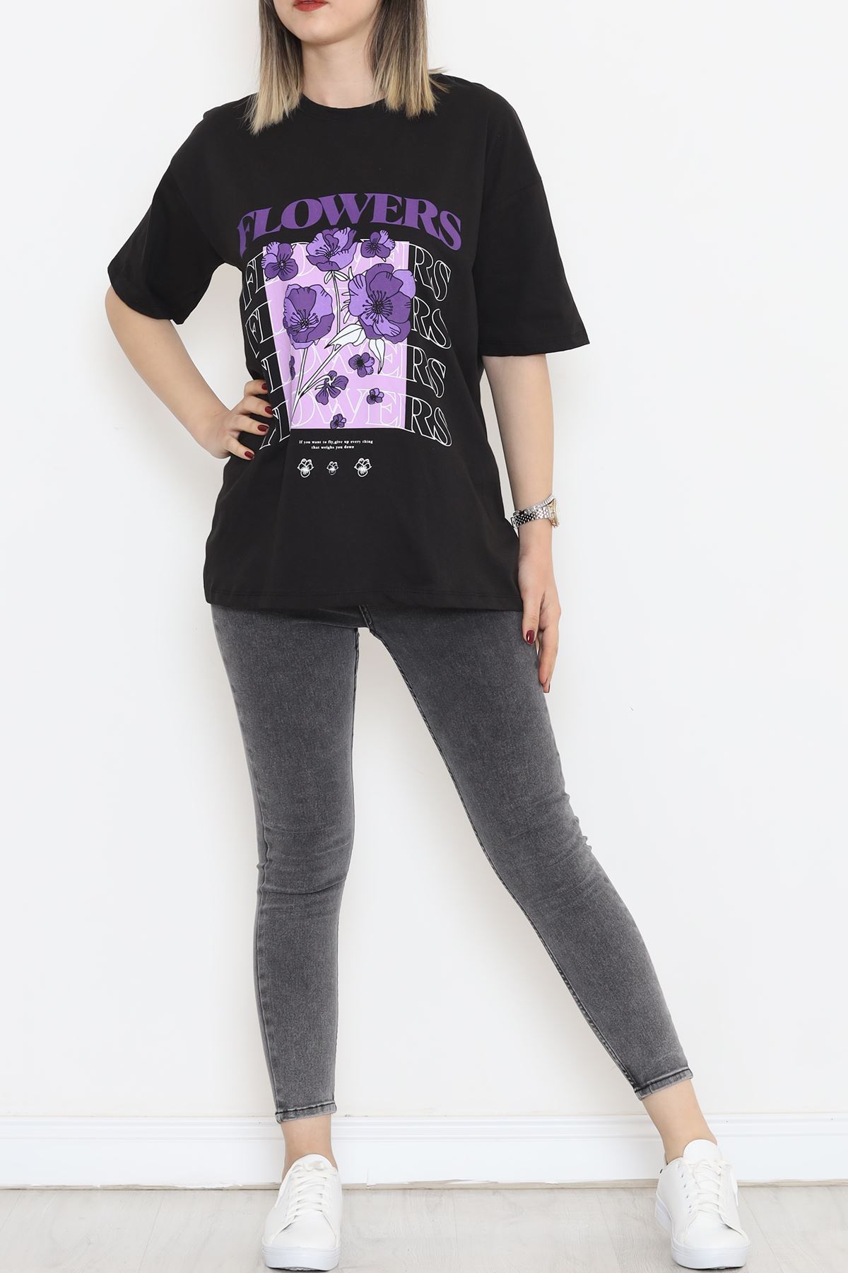 Printed Oversized T-Shirt Black