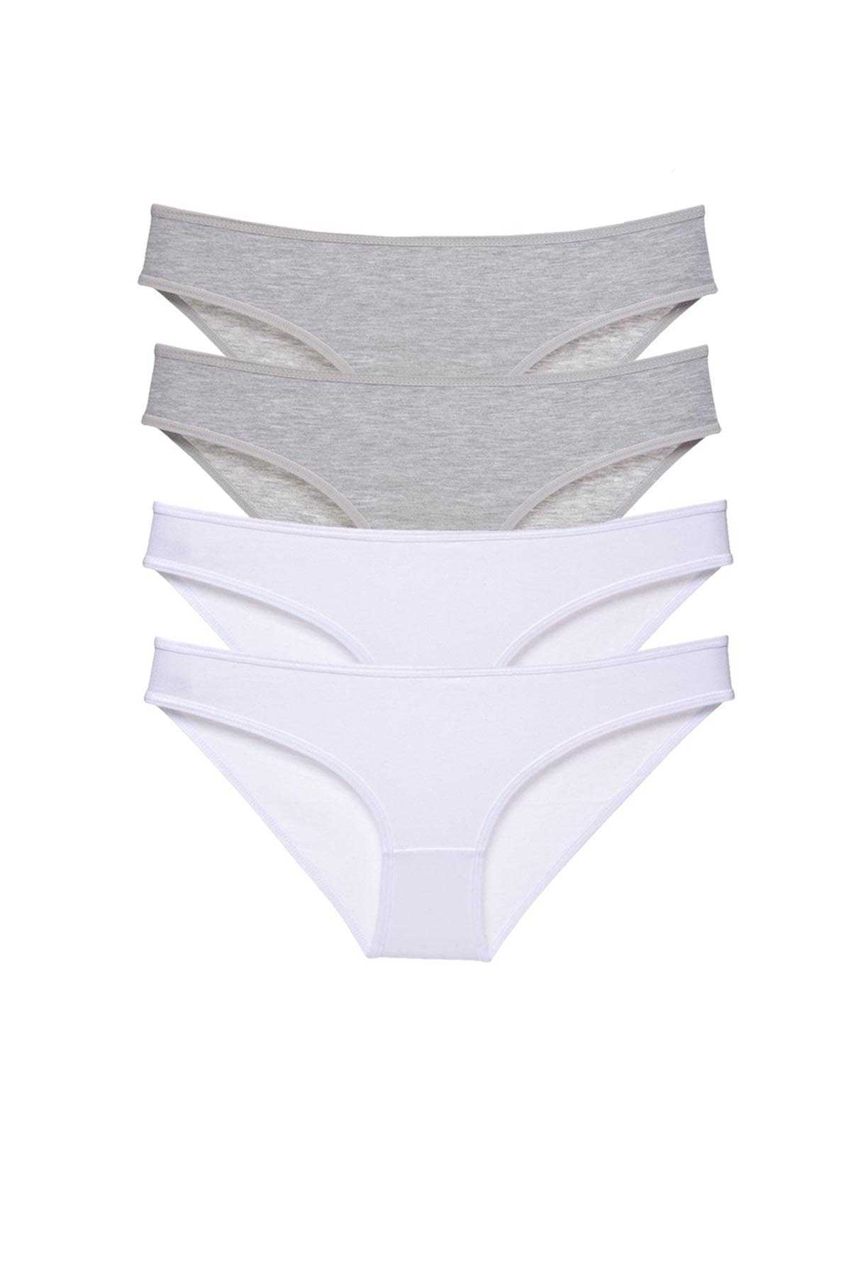 4pcs Super Eco Set Lycra Women Slip Panties Gray White