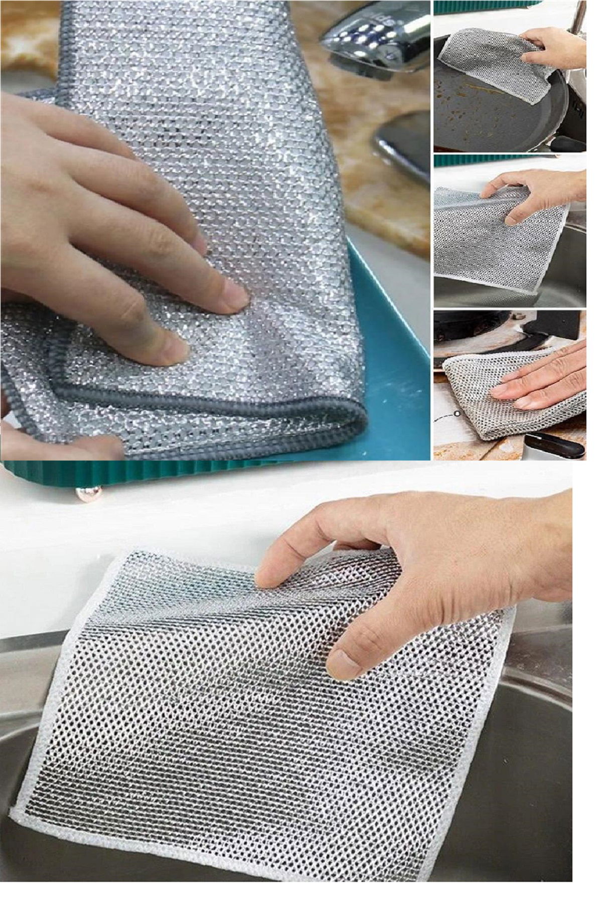 3Pcs Multifunctional Non-Scratch Wire Dish Cloth Dish Towel Dish Towel Dish Cleaning Scrub Cloth