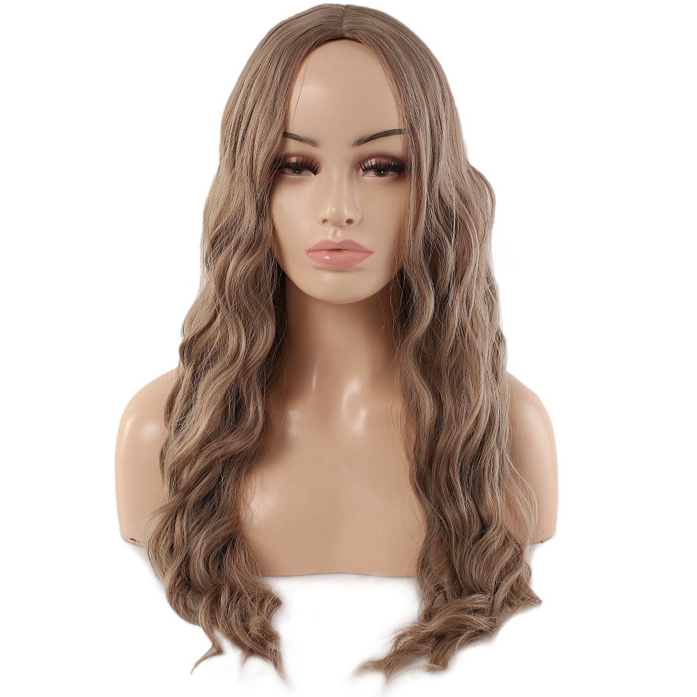 Kanekalon Fiber Synthetic Toupee / Ashy Baby Yellow With Water Wavy Look Long Bangs