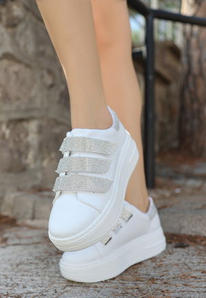 White Skin Velcro Sneakers