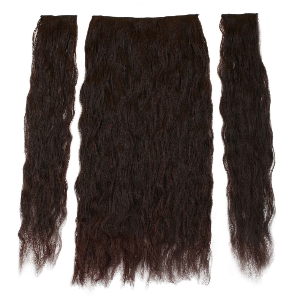 Kanekalon Fiber Synthetic Embossed Wavy Half Moon + 2 Side Hair Snaps / Dark Brown