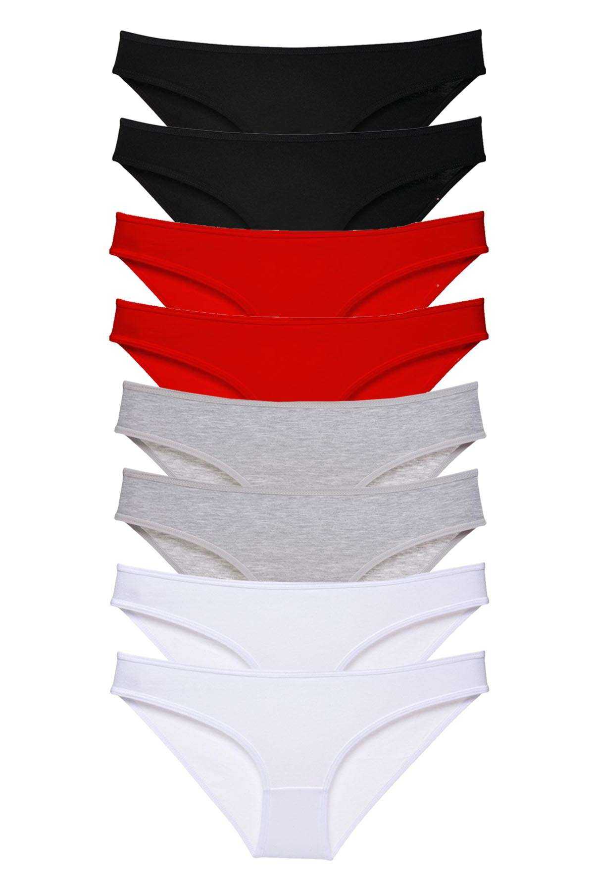 8pcs Super Eco Set Lycra Women Slip Panties Black Red Gray White