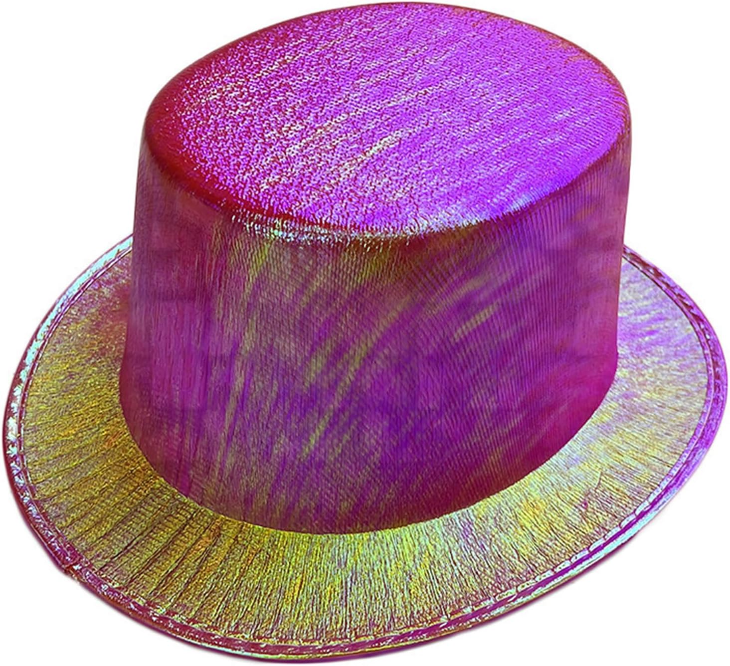 Fuchsia Color Luminous Hologram Fabric Covering Trilby Top Hat Adult Size