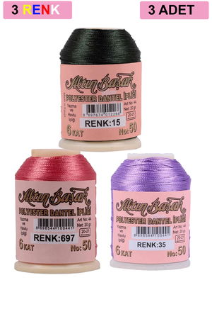 3 Pieces Altinbasak Oya and Lace Floss 20 gr - Turk - No: 697 - 035 - 015