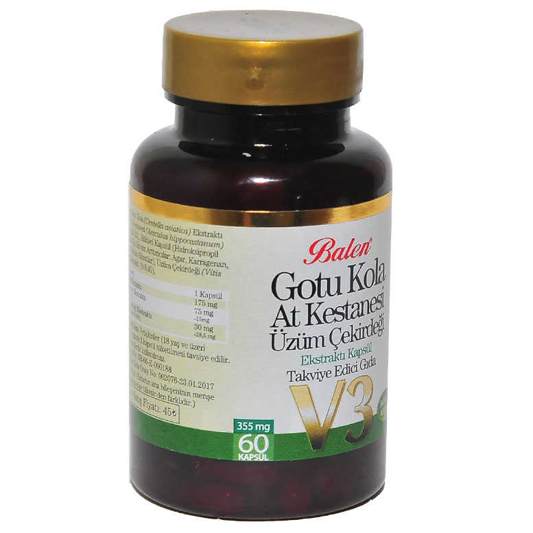 Gotu Kola Horse Chestnut Grape Seed Extract V3 60 Capsules