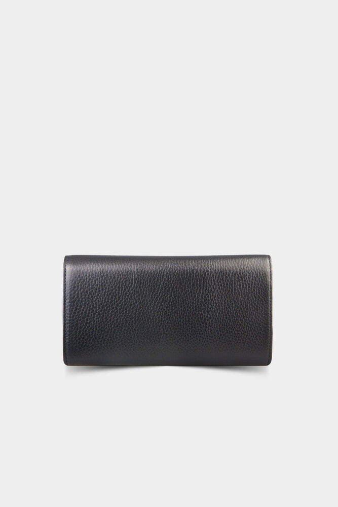 Black Zippered Leather Ladies Wallet