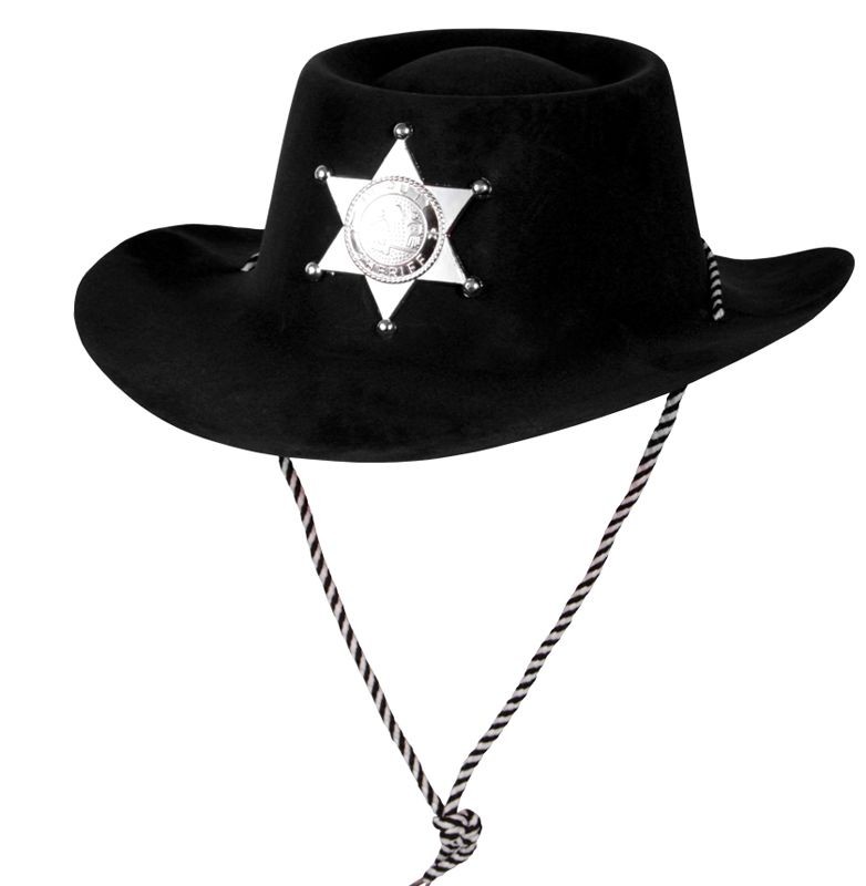 Black Color Plastic Velvet Overlay Children's Cowboy Hat