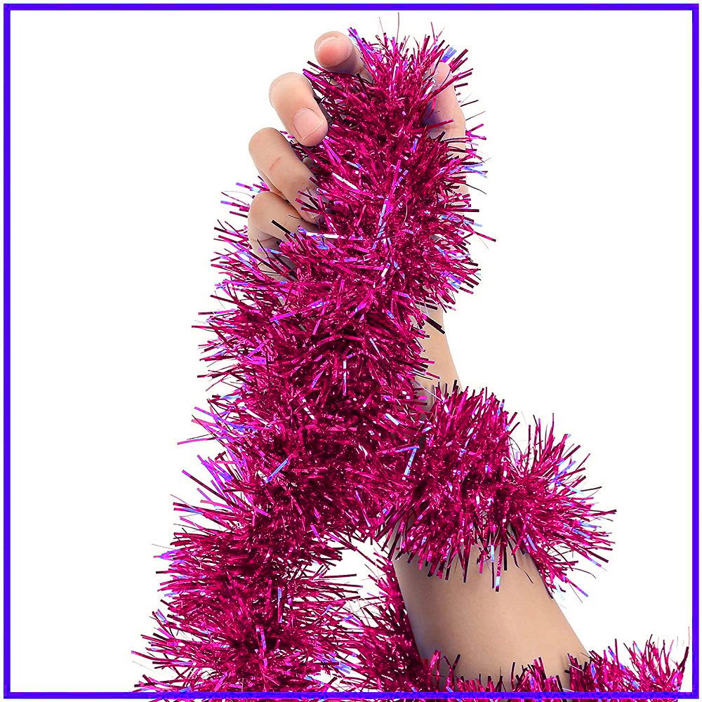 Glitter Ornament For Party 2 Meters Length 8 cm Width Fuchsia Color Imported