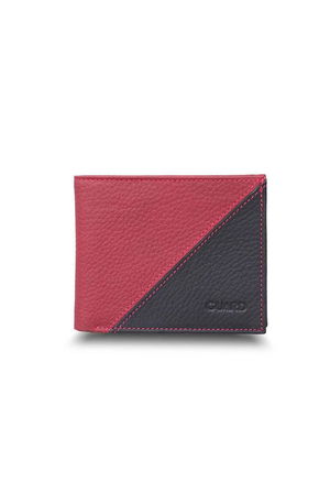 Matte Red - Black Horizontal Leather Wallet